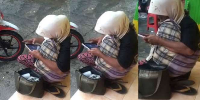 Geger Aksi Pengemis 'Zaman Now' Tepergok Asyik Main Gadget