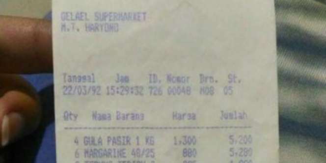 Foto Struk Belanja Tahun 1992 Viral, Netizen Heboh
