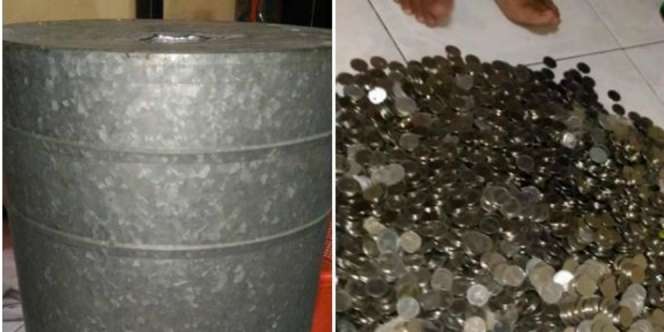 2,5 Tahun Nabung Receh di Drum, Tak Sangka Terkumpul Rp21 Juta
