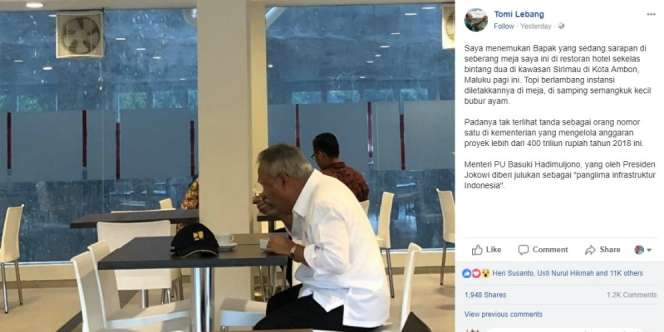 Gara-gara Ini, Foto Menteri Basuki Viral di Sosial Media