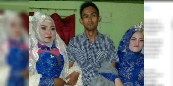 (Lagi) Pria Nikahi 2 Wanita Sekaligus, Lihat Ekspresi Mempelai