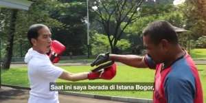Gaya Jokowi Berlatih Tinju