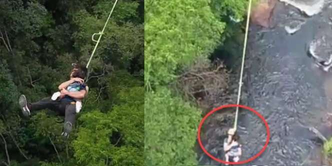 Aksi Bungee Jumping Ayah dan Putri Cilik Tuai Kecaman