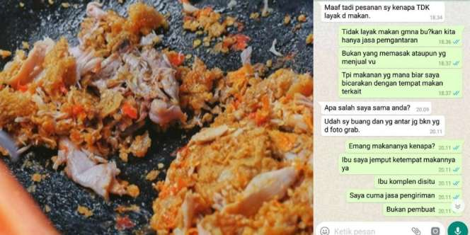 Pesan Ayam Geprek, Ibu Ini Protes karena Ayamnya Hancur