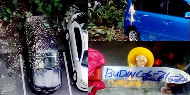 10 Mobil Jadi Tumbal Pisau dan Parang Terbang