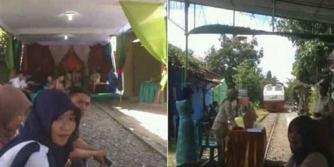 Heboh Video Pernikahan di Atas Rel, Keretanya yang Mundur!