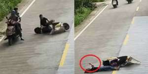 Jatuh dari Motor, Lihat yang Dilakukan Korban Kecelakaan Ini
