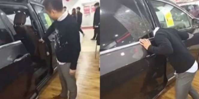Pamer Fitur Keamanan Mobil, Kepala Si Sales Malah Terjepit