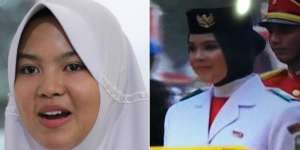 Pesona Zanati, Hijaber Pembawa Baki Upacara Penurunan Bendera di Istana