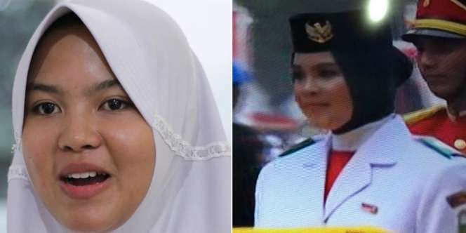 Pesona Zanati, Hijaber Pembawa Baki Upacara Penurunan Bendera di Istana