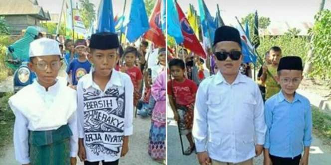 Viral, Foto Bocah Pawai Dandan Ala Capres-Cawapres 2019