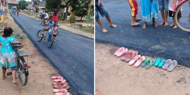 Bahagia Plus Haru! Pertama Main Sepeda di Aspal, Para Bocah Itu Lepas Sandal