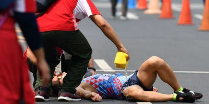 Kepanasan, Atlet Jalan Cepat Asian Games Berjatuhan