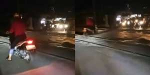 Detik-detik Emak-emak Lolos dari Tabrakan KRL, Bikin Deg-degan