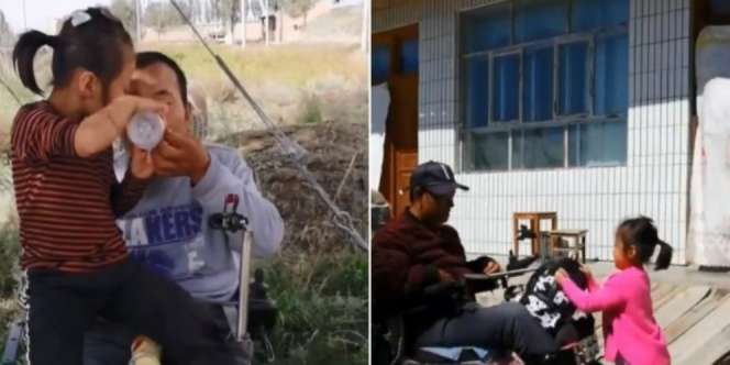 Ibunya Pergi, Bocah 6 Tahun Ini Urus Sang Ayah yang Cacat