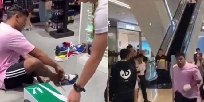 Cara Pria Ini Coba Sepatu di Toko Jadi Viral, Nyaris Diteriaki