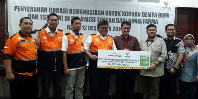 Gandeng Baznas, Kimia Farma Donasi Rp150 Juta untuk Korban Gempa Palu