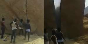 Detik-detik Seorang Pria Pecahkan Batu Besar dengan 'Palu Thor'