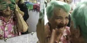 Viral! Reaksi Nenek Usai Warnai Rambut 