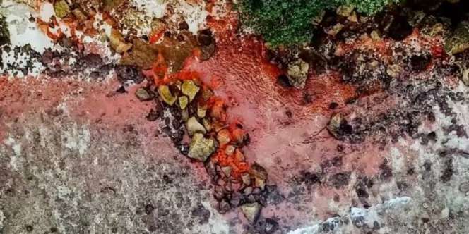 Fenomena Aneh, Pantai Jernih Berubah Merah Darah