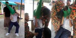 Iseng Kebangetan, Kepala Pelajar Terjebak di Safety Cone