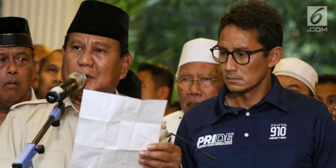 Dampingi Prabowo Umumkan Kemenangan, Wajah Sandiaga Uno Disorot