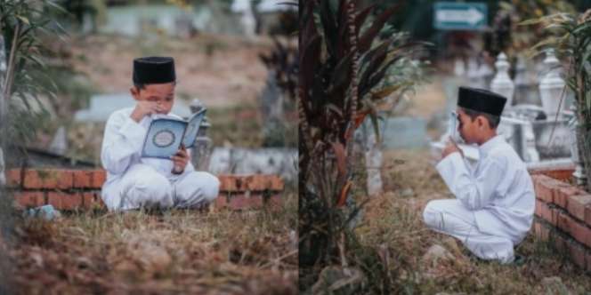 Kisah Bocah Berdoa Sambil Menangis di Depan Makam