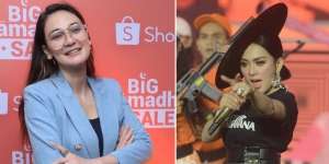 Fashion Syahrini dan Luna Maya Saat Bertemu di Acara Shopee