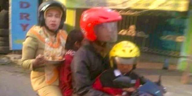 Lucu, Momen Absurd Orang Tua saat Antar Anak Sekolah