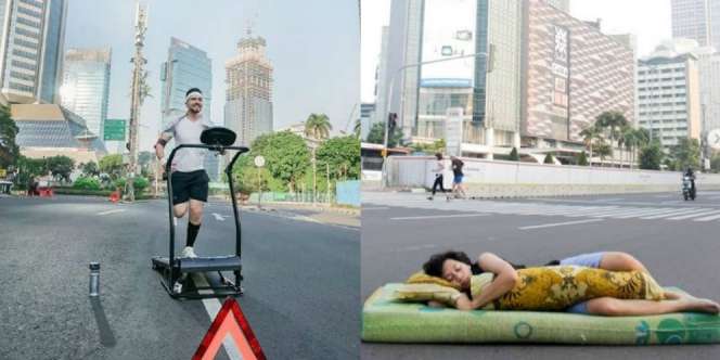 Foto-Foto Kocak Warga Nikmati Jakarta Sepi, Langka Banget!