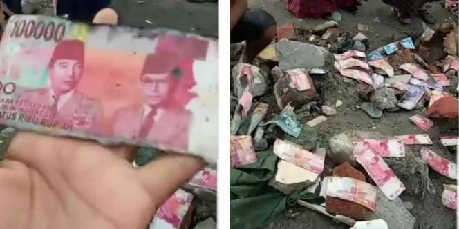 Geger Uang Rp100 Ribu Berhamburan di Bekas Gempa Likuifaksi Palu