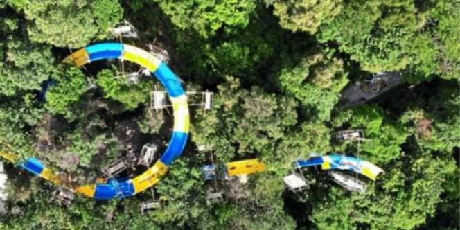 Menyusuri Hutan Kota Lewat Seluncuran Air Terpanjang di Dunia