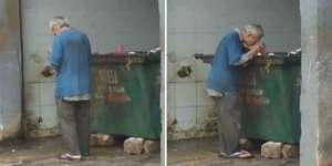Foto Kakek Tunawisma Ngais Makan di Bak Sampah Bikin Haru Netizen