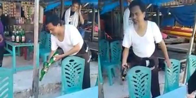 Ustaz Ini Borong Miras, Lalu Semua Ditumpahkan di Depan Warung