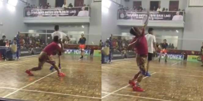 Aksi Gemulai Pria Berbaju Pink Saat Tanding Bulutangkis Dijamin Bikin Ngakak