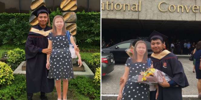 Bikin Mewek.. Anak Bawa Poster Almarhum Ibu Saat Wisuda