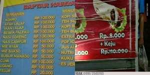 Absurd, Harga Menu 10 Warung Makan Ini Bikin Pengunjung Mikir 2 Kali