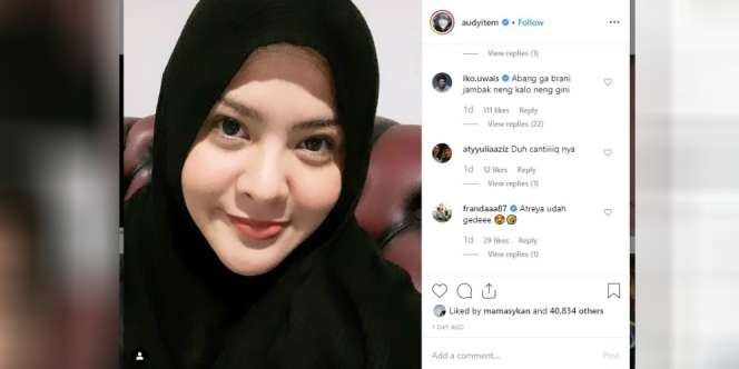 Audy Pamer Foto Berhijab, Komentar Iko Uwais Bikin Geli
