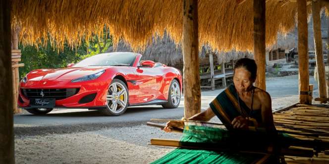 Penampakan Ferrari Portofino di Tanah Eksotis Sumba