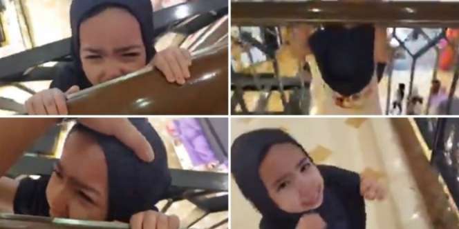 Kepala Bocah Terjepit Pagar Mal, Bukannya Sedih, Aksinya Malah Bikin Ngakak