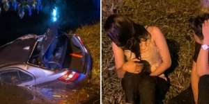 Kepergok Mesum Dalam Mobil, Pasangan Remaja Tancap Gas Nyebur Selokan