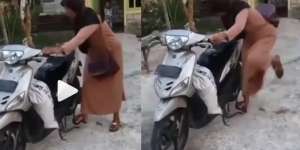 Viral Cara Emak-emak Nyalakan Motor Matik Bikin Ngakak