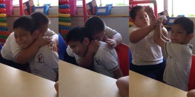Aksi Anak Sindrom Down Hibur Teman Sedang Sedih, Bikin Meleleh