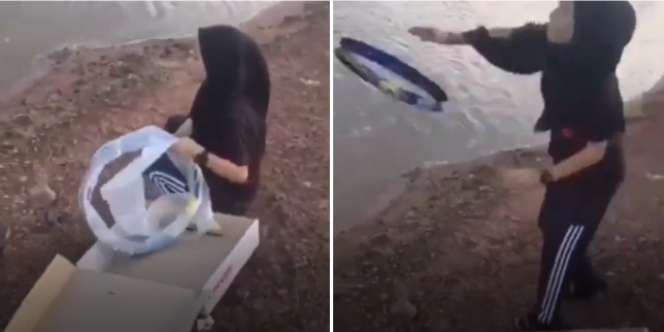 Diselingkuhi, Gadis Buang Pelek Motor Baru Punya Pacar ke Sungai