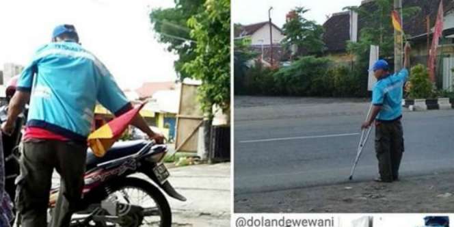 Ogah Mengemis, Tukang Parkir Bertongkat di Solo Tuai Pujian
