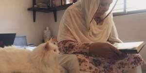 Seperti Menyimak, Kucing Ini Selalu Duduk Tenang Kala Dengar Orang Baca Alquran