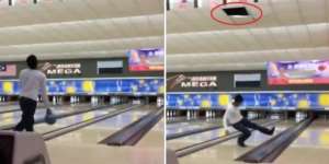 Lempar Bola Bowling, Pria Ini Malah Hancurkan Langit-langit