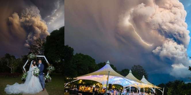 Nekat! Gelar Resepsi Nikah Saat Gunung Taal Meletus