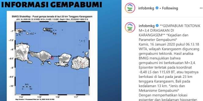 Bali Diguncang Gempa Magnitudo 3,4