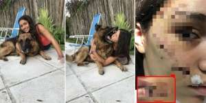 Detik-Detik Mengerikan Gadis Cantik Diterkam Anjing Peliharaan Saat Pemotretan